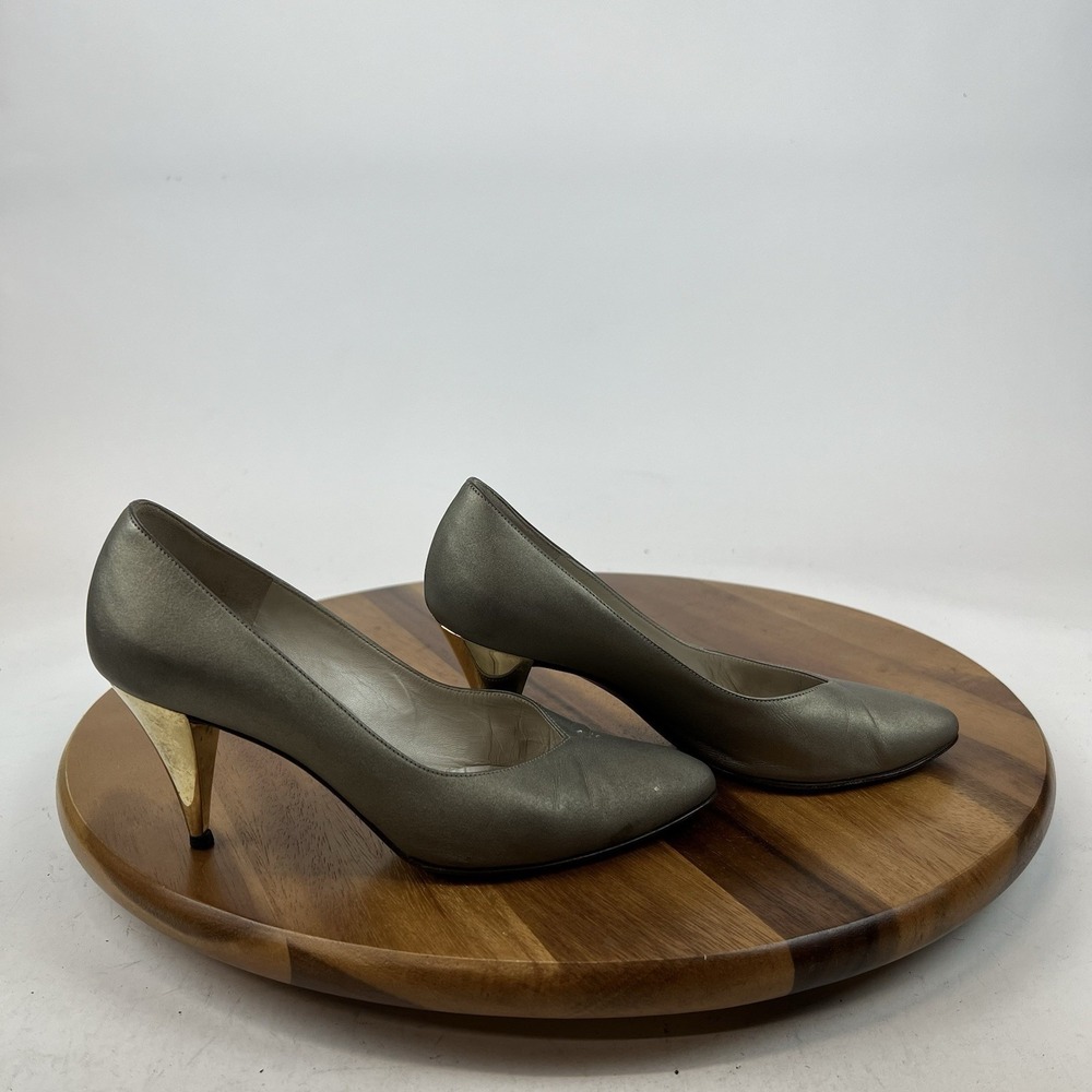 Womens Bruno Magli Italy Vintage Silver Sparkle Satin Pumps Heels Size 6 B GUC